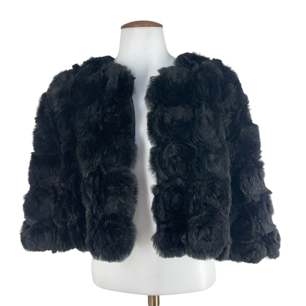 Adrienne Landau black short rabbit fur coat Medium Size - Picture 5 of 9